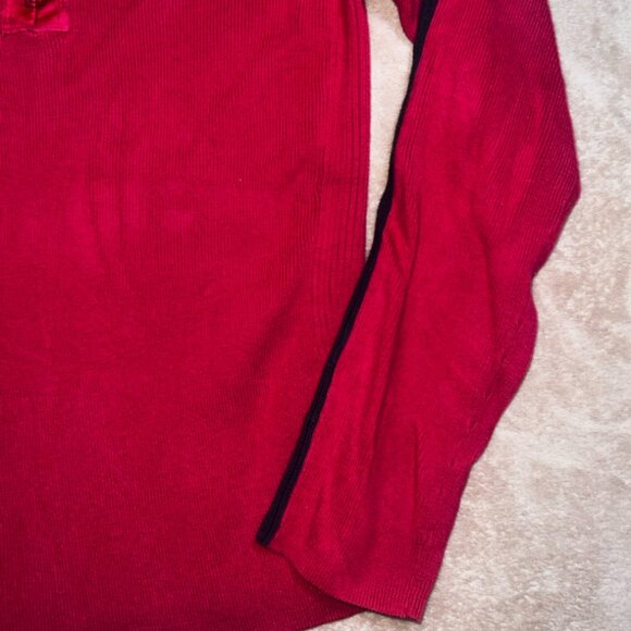 Vintage DKNY Jeans Women XL Red Black 1/4 Zip Knit Pullover Sweater Y2K‎ (P) - Picture 3 of 8